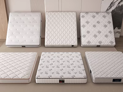 Stylish Comfortable Mattresses Featuring Quilted Patterns Floral Prints and Paw Prints for Bedroom Bedding 3d model