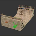 Wooden Skateboard Ramp With Graffiti Art Railings And POSCA Brand Details
