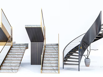 Modern Stairs Combination Rotating Stairs Metal Stairs Steel Frame Stairs Arc Stairs 3d model