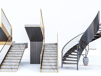 Modern Stairs Combination Rotating Stairs Metal Stairs Steel Frame Stairs Arc Stairs 3d model