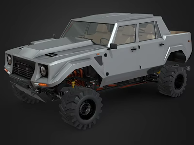 Modern Silver Off Road Pickup Truck With Oversized Tires Aggressive Grille And Rugged Design 3d model