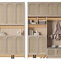 Modern Shoe Cabinet with Rattan Doors Storage Solutions Decorative Items Clothing Hanging Area