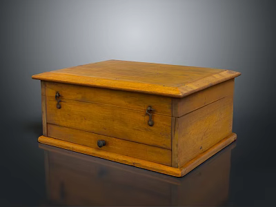 Vintage Wooden Storage Box With Drawer And Metal Fasteners Polished Surface For Home Organization 3d model