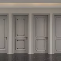Elegant White Flush Doors With Gold Decorative Lines Modern Home Interior 3d model
