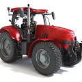 Red Functional Tractor Vehicle With Large Tires And Modern Design Cab 3d model