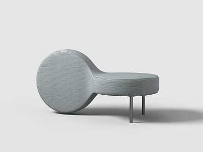 Modern Gray Upholstered Stool With Unique Shape And Metal Legs Design 3d model