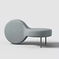 Modern Gray Upholstered Stool With Unique Shape And Metal Legs Design
