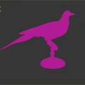 Taxidermy Bird With Brown And Orange Feathers On Blue Base Against Dark Background