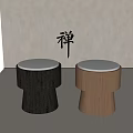 Zen Inspired Minimalist Stools Black And Wooden With Padded White Seats Modern Home Decor