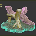 Wooden And Stone Sculptural Decor On Carved Wood Base With Abstract Shape