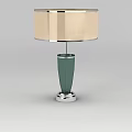 Modern Table Lamp With Beige Lampshade Green Column And Silver Base 3d model