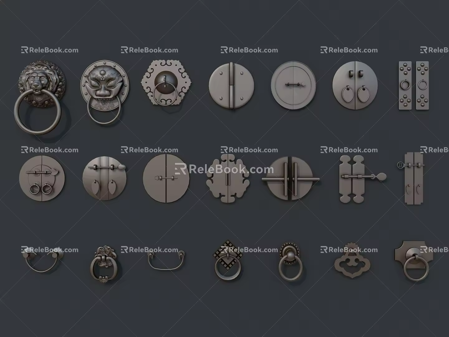 New Door Handle Large Door Handle Cabinet Door Handle Hinge 3d model