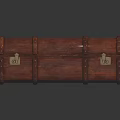 Vintage Red Leather Trunk With Metal Buckles Handle And Shiny Surface