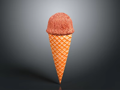 Delicious Creamy Pink Ice Cream Scoop in Crunchy Orange Waffle Cone 3d model