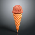 Delicious Creamy Pink Ice Cream Scoop in Crunchy Orange Waffle Cone
