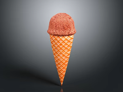 Delicious Creamy Pink Ice Cream Scoop in Crunchy Orange Waffle Cone 3d model