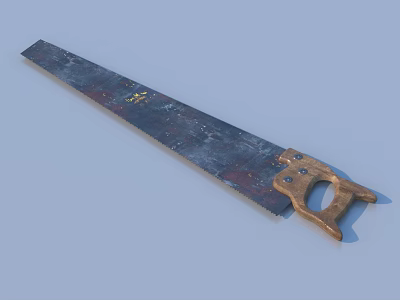 Traditional Rustic Hand Saw With Wooden Handle For Home Cutting Tasks 3d model