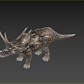 Realistic Triceratops Dinosaur Model With Three Horns And Spiked Back