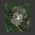 Scenic Landscape Featuring Mount Fuji 3D Terrain Model With Green Vegetation And Snow Capped Peak