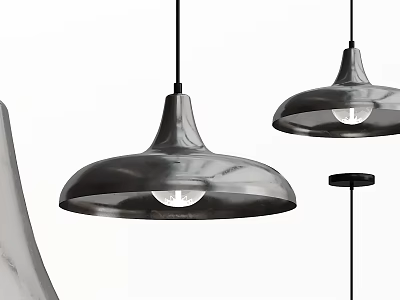 Modern Black Pendant Lights With Dome Shades In Contemporary Home Interior 3d model