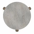 Modern Round Dining Table With Light Stone Top And Brown Metal Legs 3d model