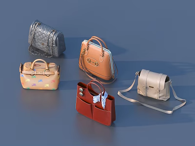 Assorted Stylish Bags With Different Colors Styles And Patterns On 3d model
