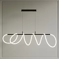 Modern Minimalist Chandelier With Black Metal Frame And White Curved LED Lights