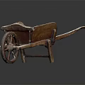 Classic Vintage Wooden Wheelbarrow With Single Wheel And Retro Design