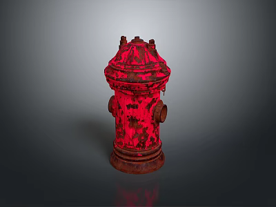 Red Rusty Fire Hydrant With Peeling Paint In Urban Architectural Environment 3d model