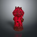 Red Rusty Fire Hydrant With Peeling Paint In Urban Architectural Environment