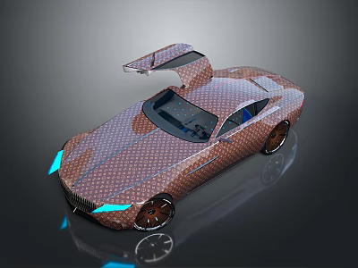 Futuristic Sports Car With Gull Wing Doors And Unique Textured Body Design 3d model
