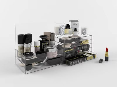 Acrylic Storage Rack with Multiple Layers for Cosmetics Makeup Skincare Products 3d model