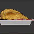 Golden Fried Dumplings Served On White Plate With Red And White Checkered Napkin
