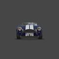 Blue Classic Convertible Sports Car With White Racing Stripes And Retro Design