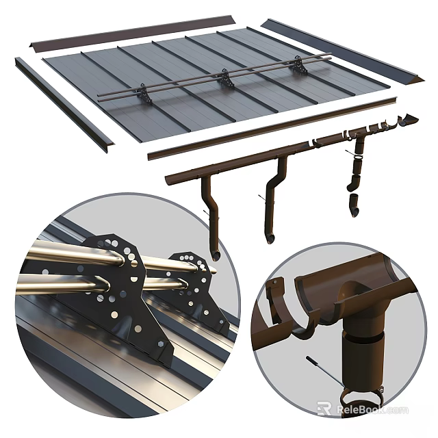 Heavy Duty Metal Construction Components Featuring Brackets Connectors Rails And Installation Parts 3d model 