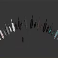 Different Colored Dog And Cat Models Arranged In A Row On Gray Background With Reflection