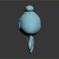 Cute Blue Cartoon Character with Long Ears Big Eyes and Red Chest Decoration
