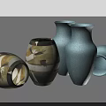 Ceramic Floral Vases With Blue Textured And Yellow Patterned Designs For Modern Home Decor
