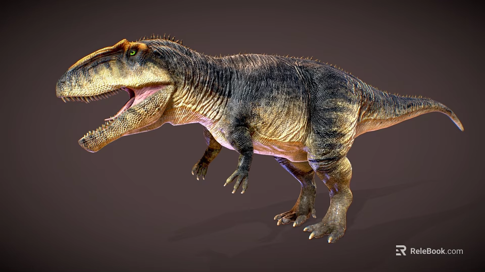 Realistic Carnivorous Dinosaur 3D Model With Open Mouth And Sharp Teeth 3d model 