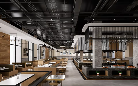 Modern Buffet Restaurant Fast Food Restaurant Dessert Shop Cafe 3d model