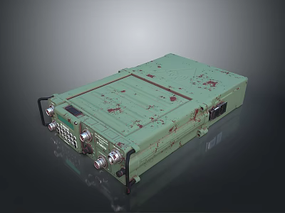 Green Military Weapon With Worn Surface Bloodstains And Metal Control Knobs 3d model