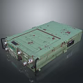 Green Military Weapon With Worn Surface Bloodstains And Metal Control Knobs