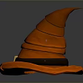 Orange Witch Hat with Black Belt and Gold Buckle Conical Crown and Round Brim