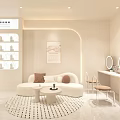 Stylish Cream Tone Beauty Hair Salon Interior Design With Nail Stations And Cozy Lounge Space