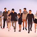 Group of Diverse People Walking Together Wearing Stylish Casual Outfits