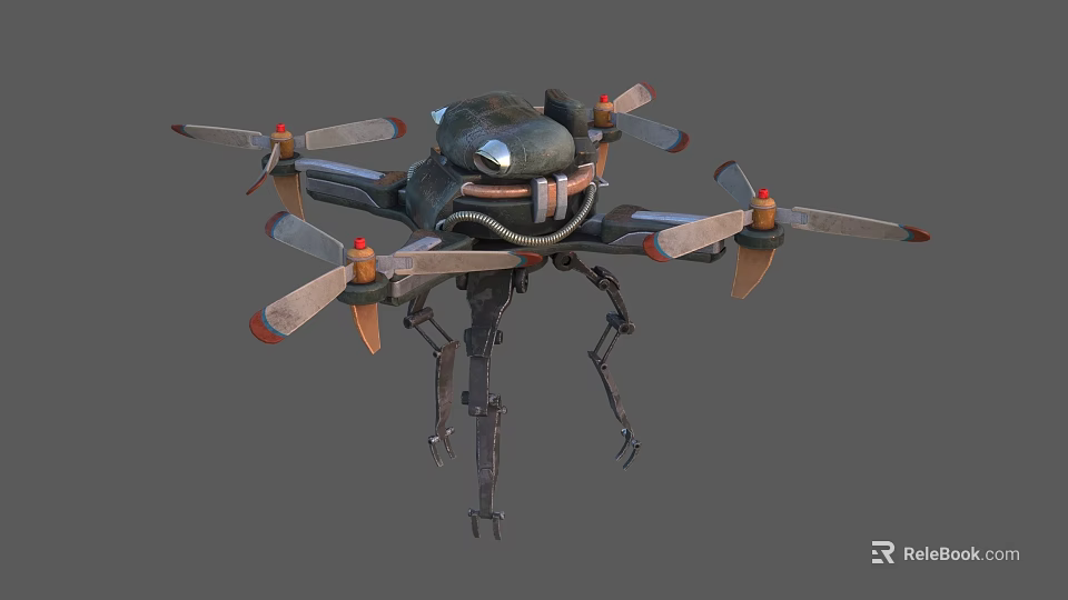 Smart Machine Drone With Multi Rotor Design And Mechanical Leg Structure 3d model 
