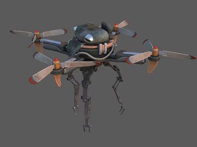 Smart Machine Drone With Multi Rotor Design And Mechanical Leg Structure 3d model