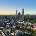 Aerial Planning of Modern Cityscape With Tall Skyscrapers Urban Buildings and Green Spaces