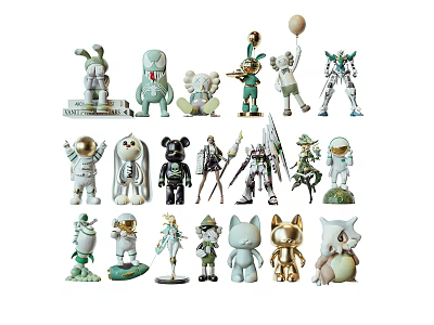 Varied Style Collectible Dolls Featuring Animal Astronaut Mechanical And Cartoon Characters 3d model