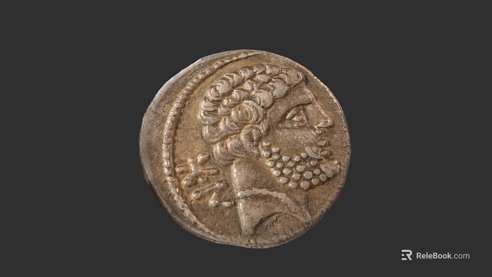 Ancient Silver Coin Jewelry With Carved Portrait And Decorative Details Design 3d model 